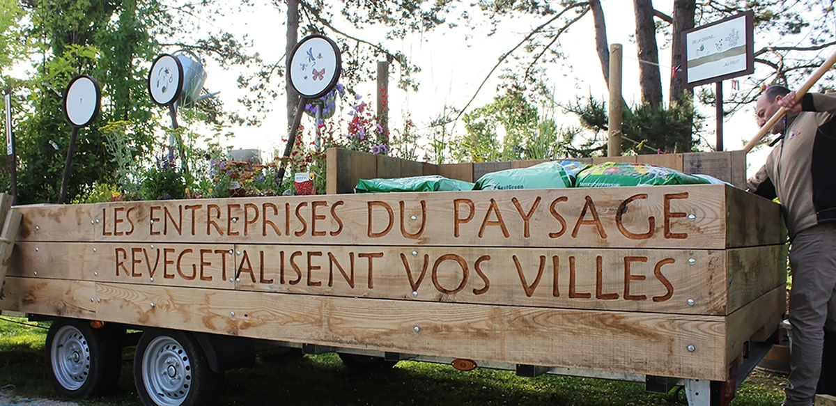 Le jardin mobile de l'UNEP, véhiculé par BCP Paysagiste