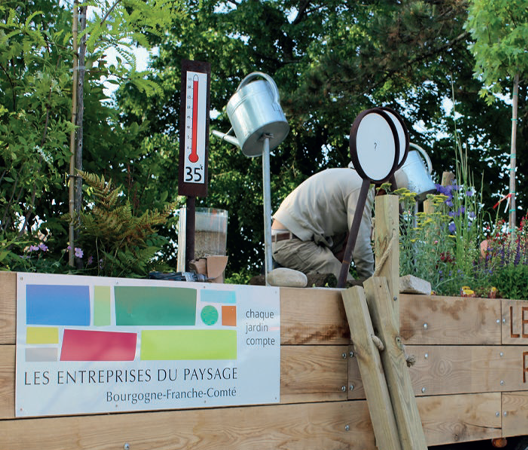 Le jardin mobile de l'UNEP, véhiculé par BCP Paysagiste