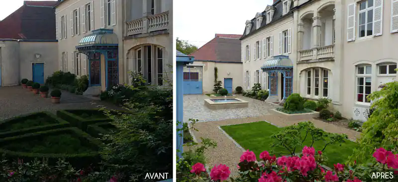 Photo Aménagement d'une cour en pavés d'un domaine viticole à Beaune