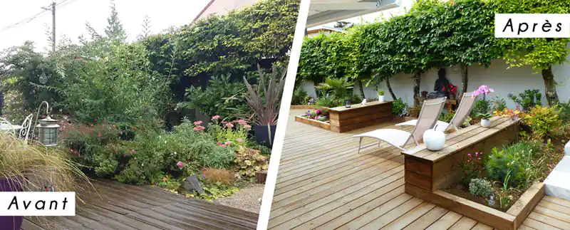 Photo Terrasse et banquettes et bois