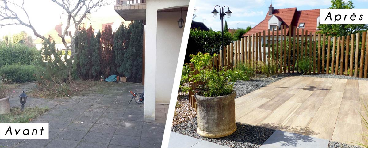 Revalorisation d'un jardin avant et après 2