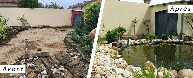 Avant-après Création d’une terrasse bois avancée sur l’eau